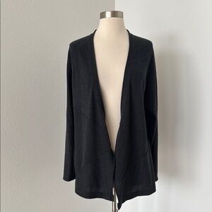 Eileen Fisher Merino Wool Gray Open Front Cardigan, Sz L